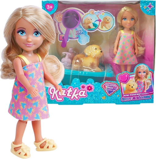 Bambola Katka con cane e vasca