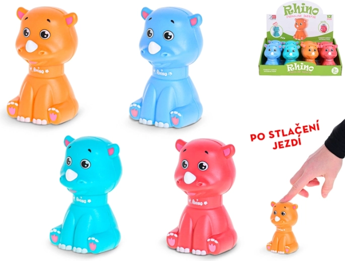 Rinoceronte a ruote 10 cm per bambini dai 3 anni