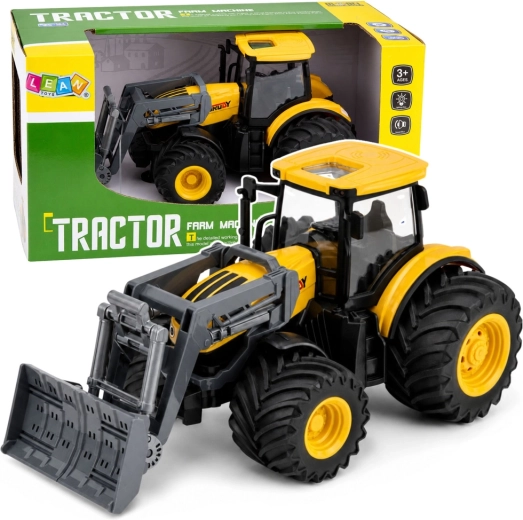 Trattore con pala/spazzaneve con luci e suoni 1:24 giallo