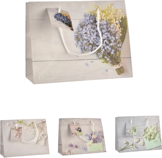 Borsa regalo con motivo floreale 23 × 10 × 18 cm (4 varianti)