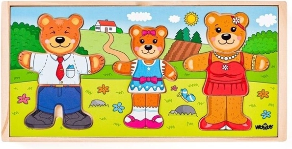 Armadio in legno Famiglia degli Orsetti con puzzle a incastro - 54 pezzi