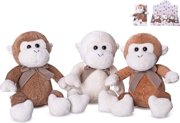 Scimmietta di peluche con fiocco, 15 cm