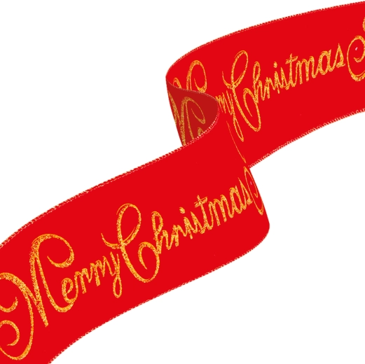 Nastro natalizio Merry Christmas rosso 60 × 8 cm