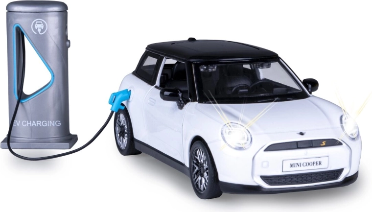 Modello in metallo MINI Cooper 1:28 bianco con luci e suoni
