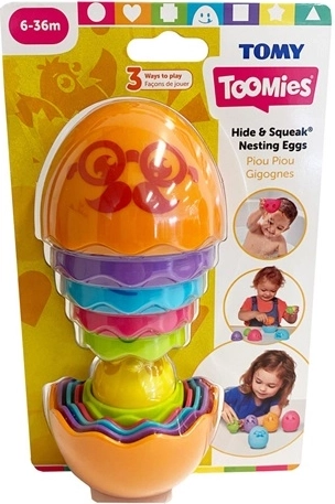 TOMY Toomies uova impilabili (a incastro) Hide & Squeak con pulcino che squittisce