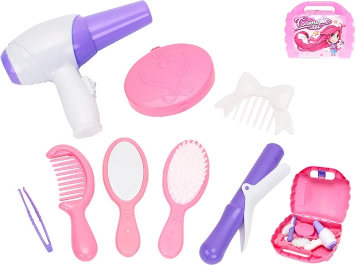 Set da parrucchiera per bambini in valigetta – set rosa da 8 pezzi