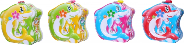 Salvadanaio in latta con delfino 13 × 14 cm