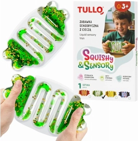 Pallina antistress sensoriale da schiacciare con liquido verde