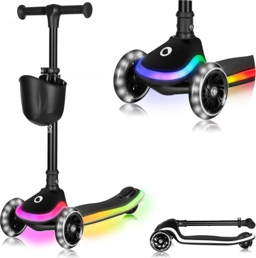 Lionelo scooter pieghevole per bambini Mey Black Onyx con illuminazione LED