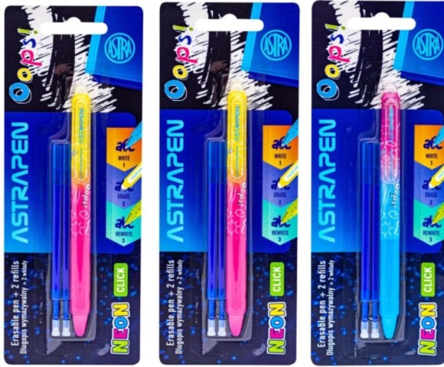 Penna cancellabile neon 0,5 mm con 2 ricariche