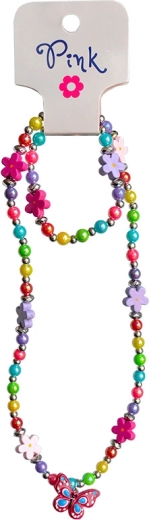 Collana per bambini con fiorellini e ciondolo a farfalla