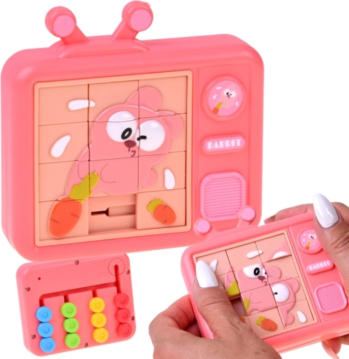 Puzzle sensoriale a doppia faccia con coniglietto – puzzle scorrevole e labirinto colorato - 1 pezzo