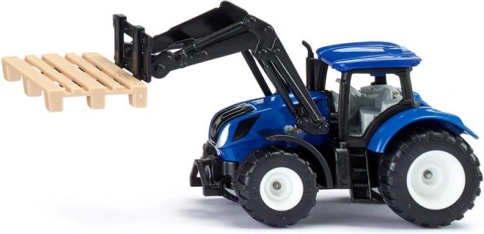 Trattore Siku New Holland con forche per pallet e pallet