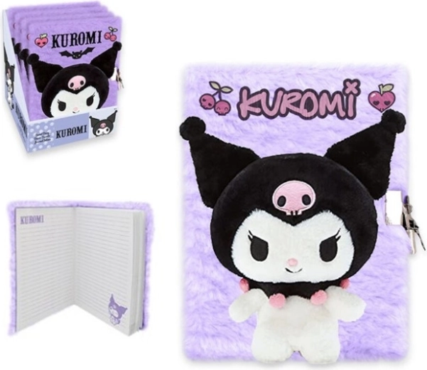 Diario 3D in peluche A5 KUROMI con zip