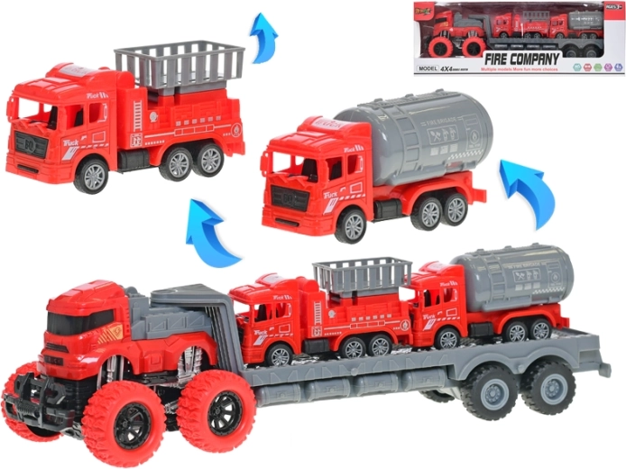 Autoarticolato con rimorchio a inerzia con veicoli antincendio