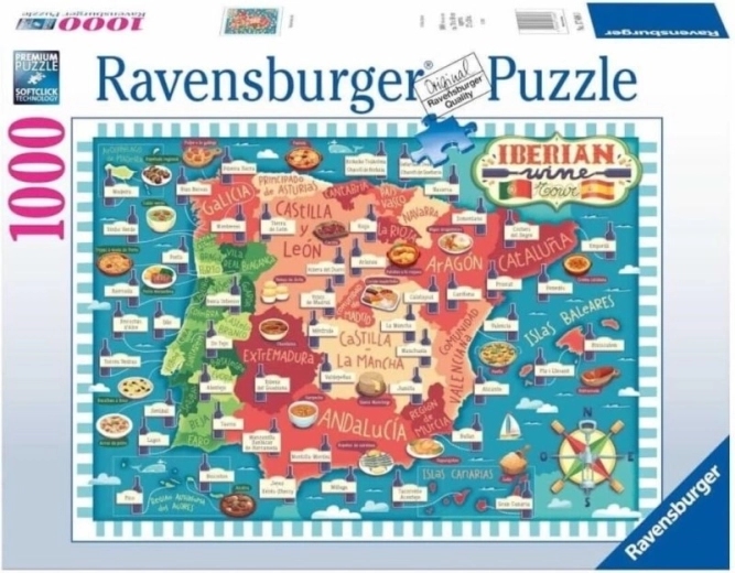 Ravensburger Puzzle mappa della penisola iberica – regioni vinicole 1000 pezzi
