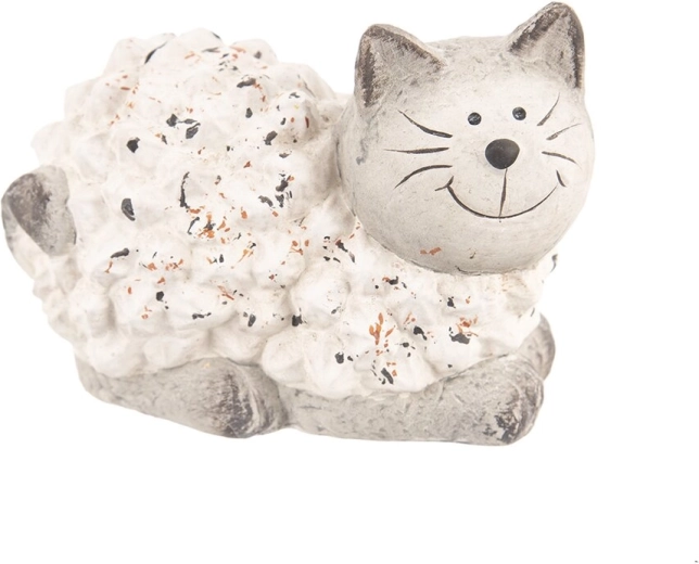 Statuetta decorativa di gatto in poliresina beige 16 × 10 × 11 cm