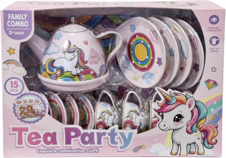 Set da tè per bambini con motivo unicorno (15 pz)