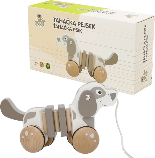 Babu cagnolino trainabile in legno con cordicella