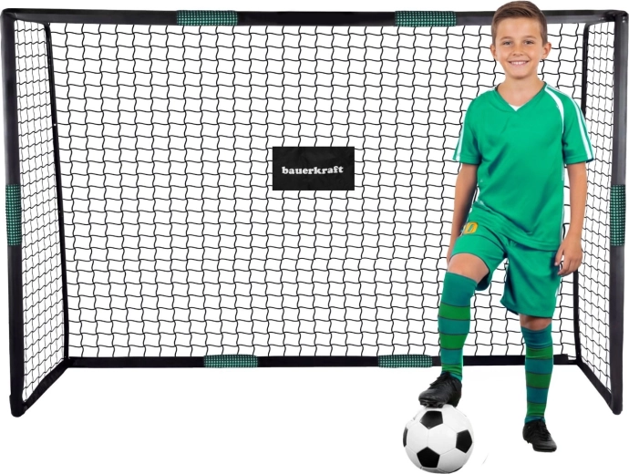 Porta da calcio Bauerkraft con rete 180 × 120 × 60 cm nero-verde