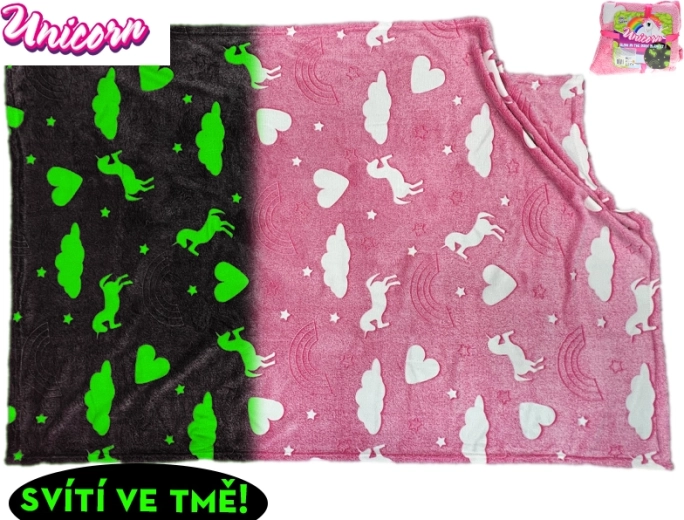 Coperta per bambini con unicorno che si illumina al buio 100 × 150 cm - 1 pezzo