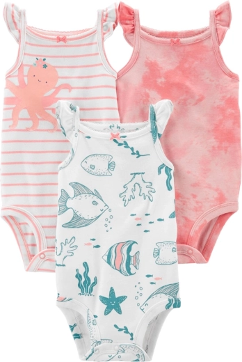 CARTER'S body senza maniche Pink Ocean 3 pz – Taglia 62