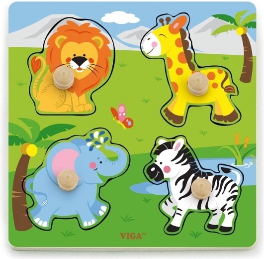 Puzzle in legno con animali dello zoo con grandi pomelli