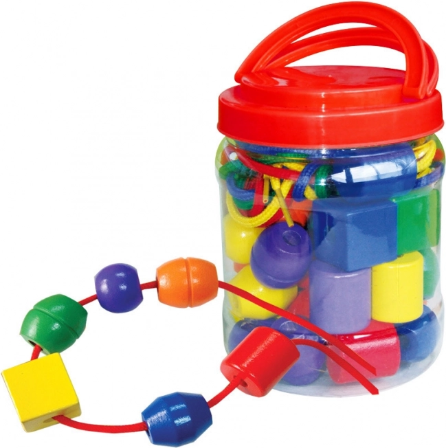 Grandi perline di legno BABU per sviluppo delle capacità motorie e riconoscimento dei colori