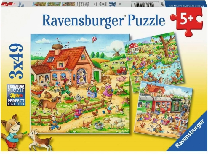 Puzzle Ravensburger vacanze in campagna 3×49 pezzi