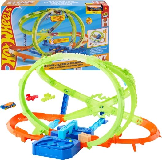 Hot Wheels Stunt Tracks Hipersféra Kraks pista da corsa con propulsione + macchinina