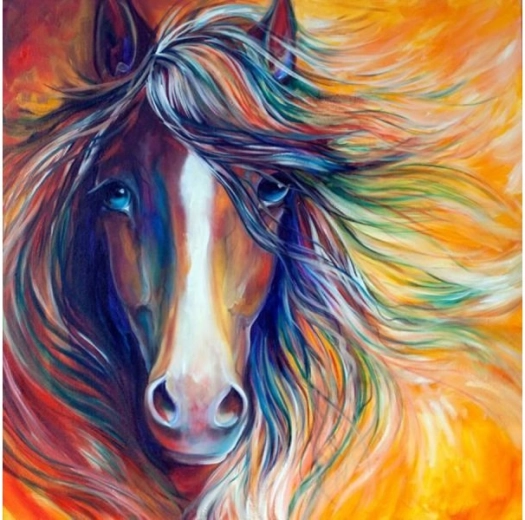 Ricamo con diamanti (diamond painting) cavallo astratto 30 × 30 cm