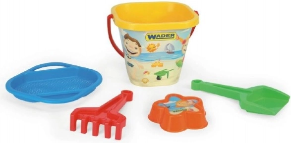 Set da sabbia in plastica ass. 2 colori 5 pz in rete 20x20x18 cm 12m+ Wader