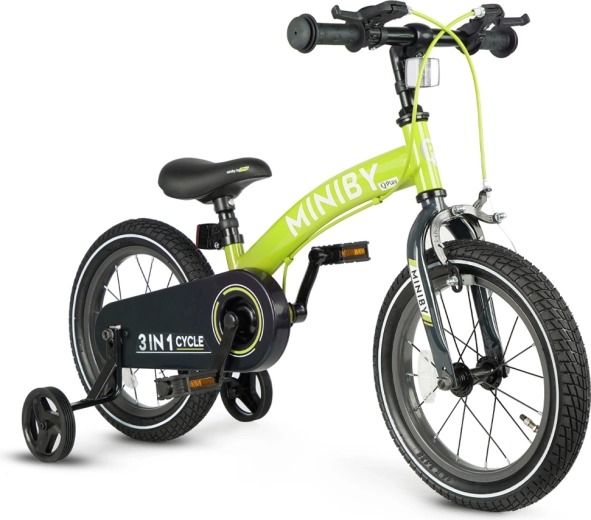 Qplay Miniby 3v1 bicicletta per bambini 14" verde