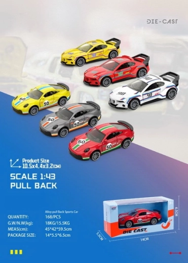 Macchinina da corsa in metallo 10,5 cm a retrocarica