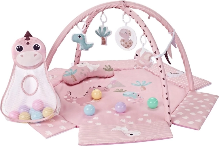 Palestrina e tappeto gioco TinyMini Dino Pink con arco e palline