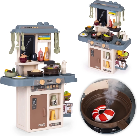 Cucina giocattolo per bambini con suoni e luci, vapore e acqua, 55 pezzi
