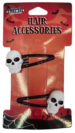 Fermagli per capelli Halloween con motivo teschio - 2 pz