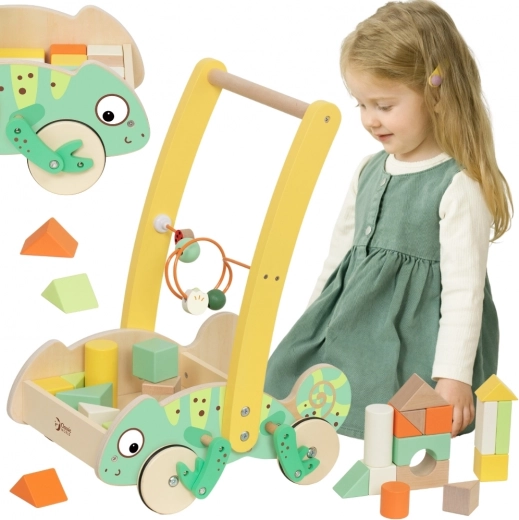 Girello in legno Classic World camaleonte con blocchi