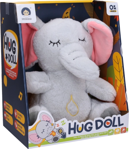 Elefante di peluche respirante con effetti luminosi e sonori 30 cm