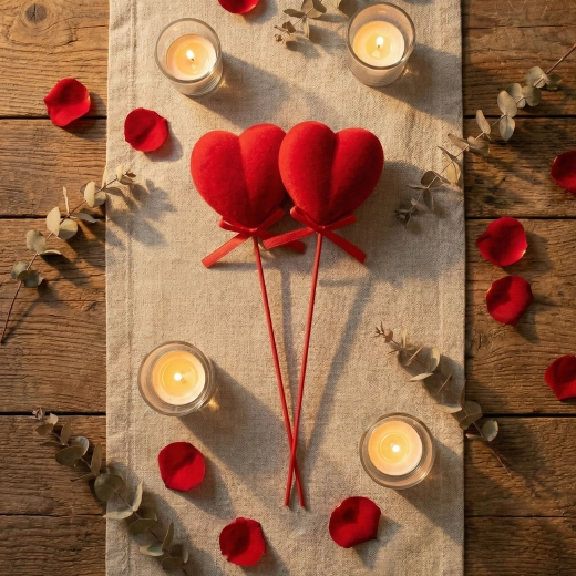 Set di cuori decorativi in peluche da inserire, 2 pezzi