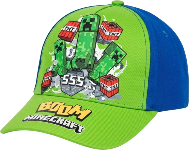 Cappellino con visiera per bambini Minecraft Creeper verde-blu