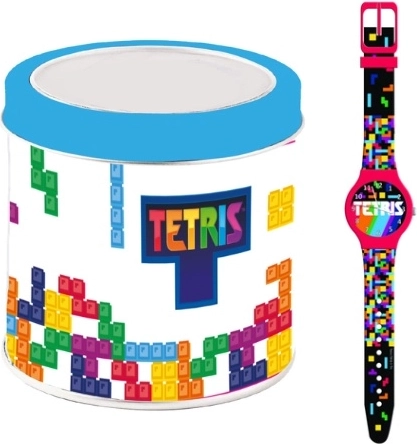 Orologio per bambini Tetris in scatola di latta