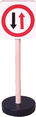 Segnale stradale in legno – precedenza ai veicoli provenienti dal senso opposto BABU