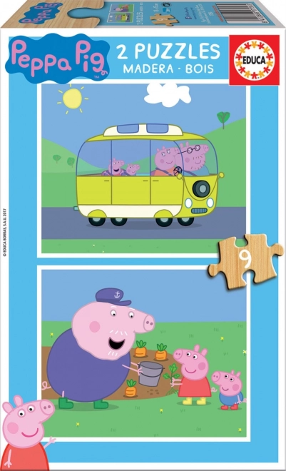 Puzzle in legno Educa Peppa Pig 2x9 pezzi