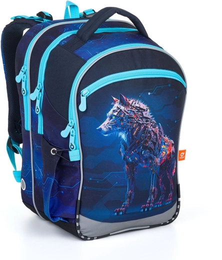 Zaino scolastico Topgal con motivo lupo COCO