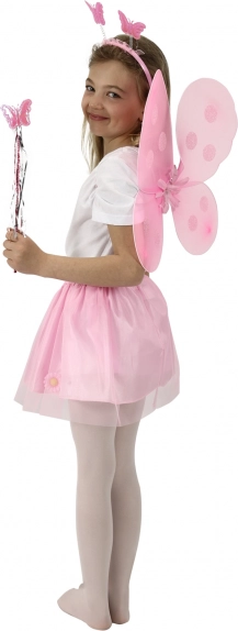 Costume da fata rosa per bambina con ali e bacchetta