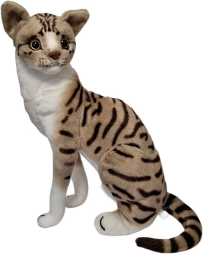 Gatto di peluche beige-bianco con strisce - 1 pezzo