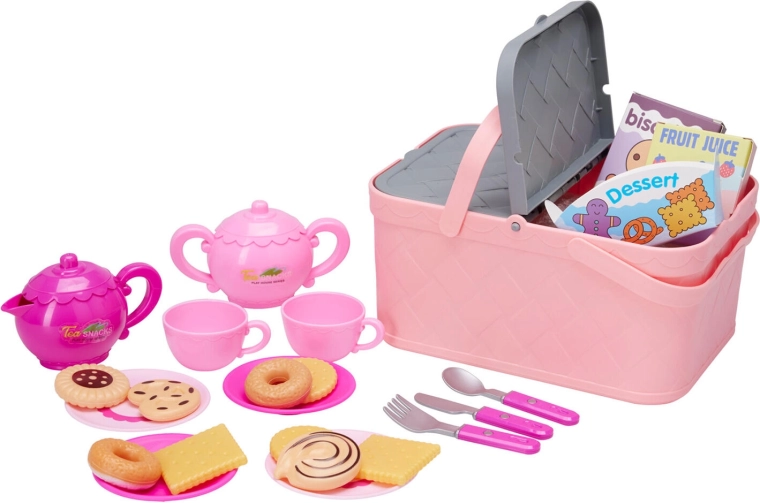 Cestino da picnic con accessori, set in plastica da 24 pezzi