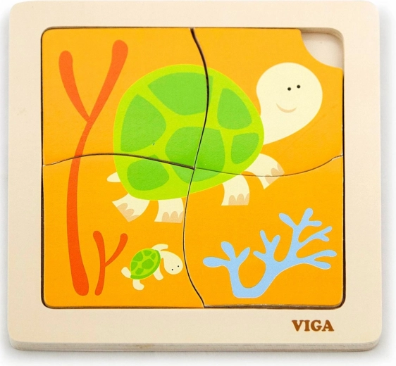 Puzzle di legno tartarughina con 4 pezzi