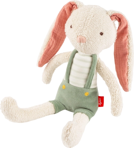 Sigikid primo coniglietto di peluche in salopette verde 34 cm